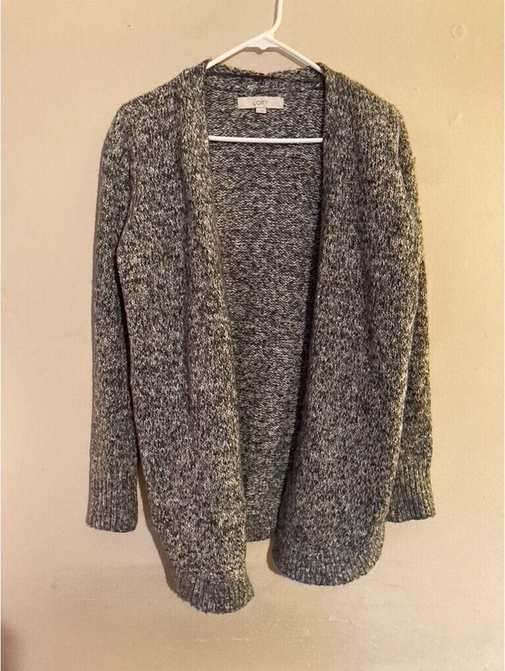 Womens Loft Wool Blend Sweater Cardigan Open Front Gray - size S
